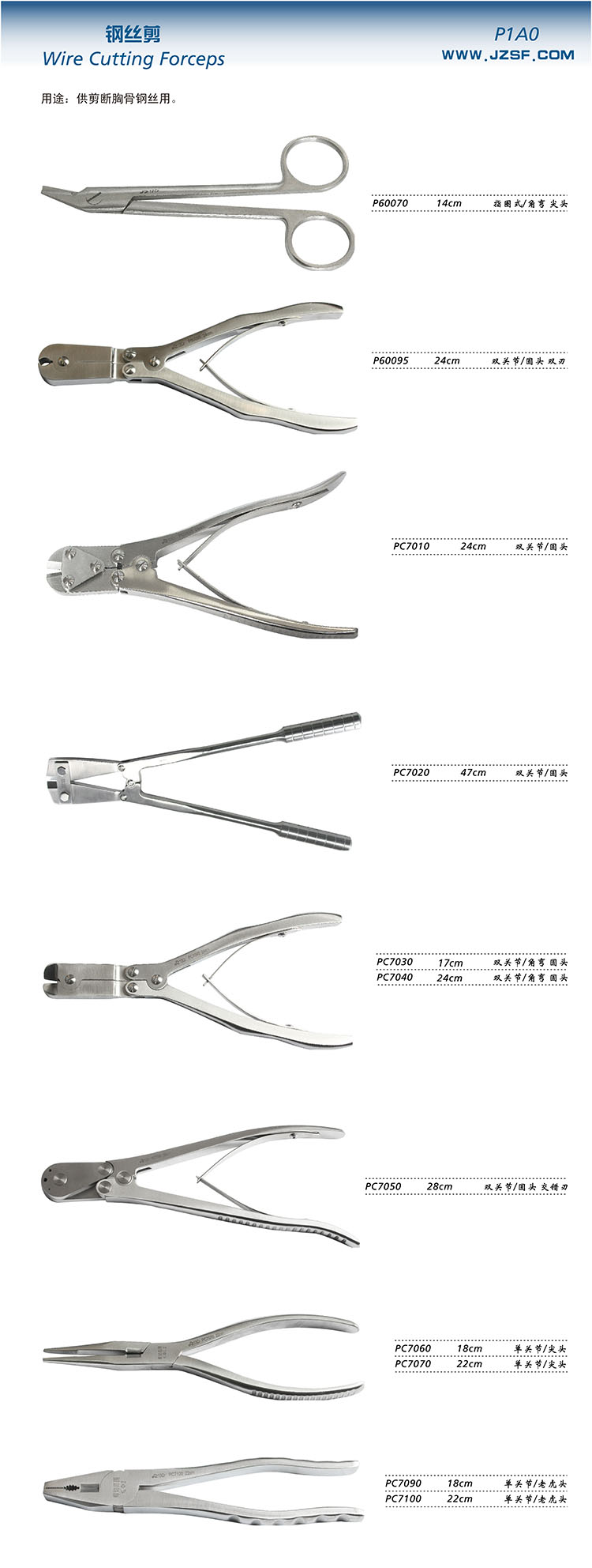手术器械 骨科器械 钢丝剪 钢丝剪 24cm双关节 角弯圆头  我要提问